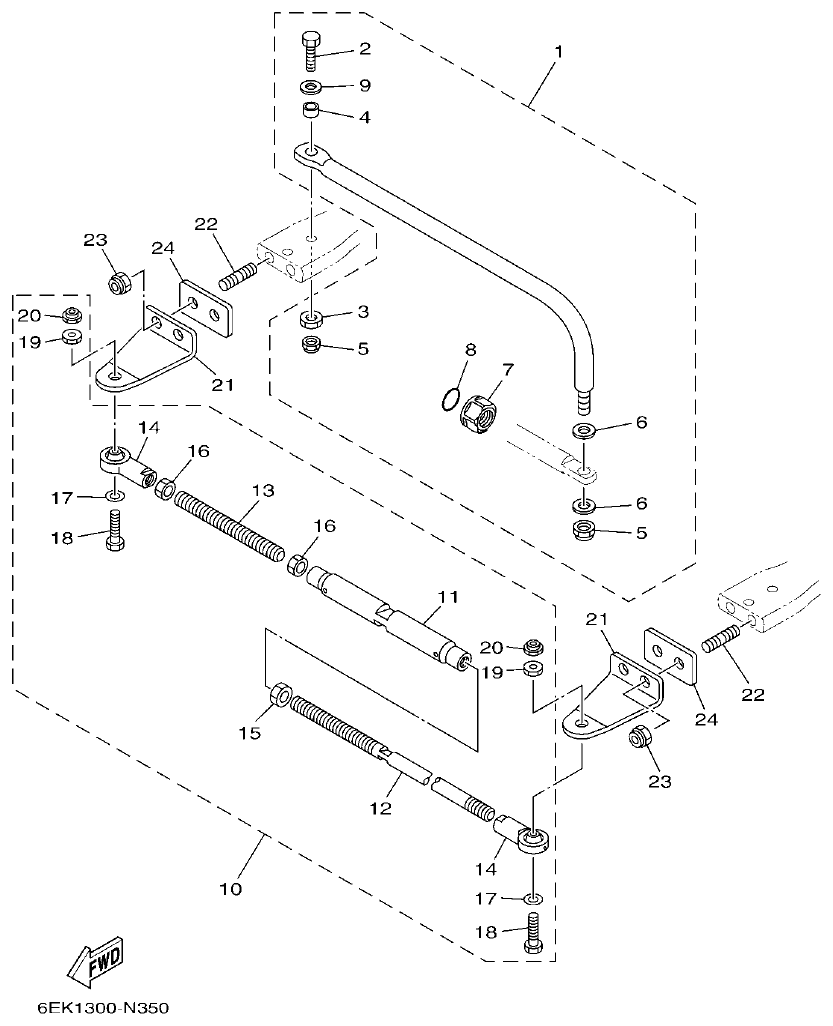 Yamaha F115B, FL115B, FL115BET STEERING GUIDE parts diagram